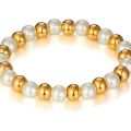 Pearl Bracelet white & Golden beads for Girls Women. 