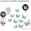 3D Ice Crystal PVC Holographic Butterfly for Decor, Assorted Color 10 Pcs, Removable Reuseable Stickers for Wall, Living Room Mural, Party Cake Balloons Bouqets Wedding Decoration Decals, Butterflies Fridge Kids Bedroom Nursery Sticker, DIY Arts & Craft. 