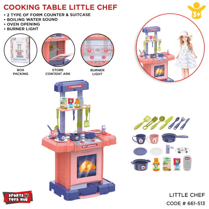 Pretend Play Cooking Table For Kids Little Cheff Toy Kitchen Set For Kids Prepare Food Dinner Lunch Table Toy Cook Kit Perfect Gift For Boys & Girls 29 Pcs Set