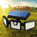 Otdair Solar Security Lights, 3 Head PIR Motion Sensor Lights Adjustable 128LED Flood Lights Outdoor Spotlights 360° Rotatable IP65 Waterproof for Porch Garden Patio Yard Garage Pathway. 