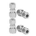 Double Ferrule Reducer Straight 4Pcs Stainless Steel Compression Fitting Double‑Ferrule Tube Adapter for Pipe. 
