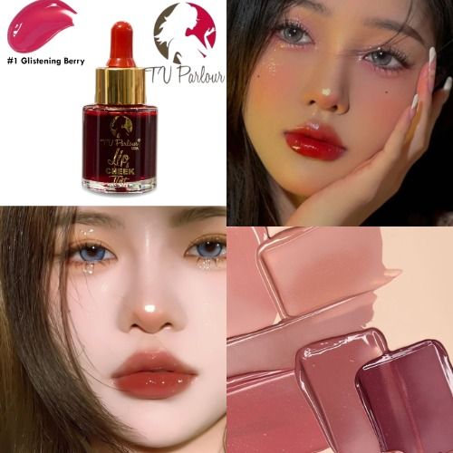 Lip & Cheek Tint  Liquid Lipstick, Korean Lip Gloss Moisturizing Natural, Multi-Use Lip and Cheek Tint, Non-Stick Cup, Lightweight, High Pigment, Long-Lasting, Vivid Color