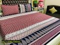 3 Pcs Cotton Printed Double Bedsheet. 