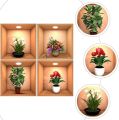 Pack of 4 Removable Self-Adhesive Wall Stickers - Home Decor Decals with Plants, Flowers - Western Wall Art for Living Room and More. 