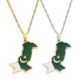 【happy one】Anniyo Pakistan Map Flag Pendant Necklaces Stainless Steel Color/gold Color Pakistani Ethnic 157721. 