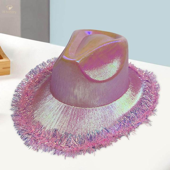 Cowboy Hat Decor Headwear Holographic Cowgirl Hats for Bride Men Women