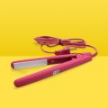 20W Yellow Mini Ceramic Flat Iron Mini Hair Straightener and Curler for Women. 