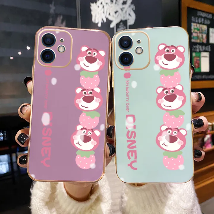 YIWESAN%20Case%20For%20iPhone%20XR%20Case%20Cartoon%20Cute%20Lotso%20Bear%20Side%20New%20Design%20Phone%20Case%20Square%20Edge%20Pattern%20Silicone%20Softcase%20Luxury%20Plating%20Casing%20Full%20Cover%20Camera%20Shockproof%20Protection%20Cases%20-%20Image%209