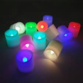 Pack Of 6 Multi Color Round Shape LED Candles Tea Light LED Flame less Candle Birthday Parties, Anniversary, Wedding Decoration Colorful Mini Electronic Candle Flashlight Safety Simulation Smokeless Night Light Led. 