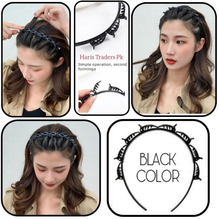 Black Braider Hair Style twister hair band headband Double Bangs Hairstyle Hairpin with clip hair styling new fashion Hairband Women girls
