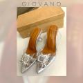 GIOVANO Cinderella Transparent Heel Sandals - Elegant Pointed Toe, 2.5-Inch Crystal Heels, Stylish Formal Wear, Comfortable Padded Sole, Perfect for Parties and Weddings. 