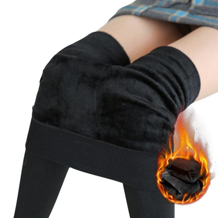 【HOT】 Winter Warm Leggings Polar Pantyhose Women Thermal Pants Fleece Lined Tights Velvet Tights Skin Effect High Waist Wool Leggings
