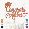 PERSONALISED Congrats Glitter Cake Topper with Cap For Party Celebration, Congratulations Decoration, Boy or Girl Birthday, Customized topper with ANY Color, ANY NAME, ANY AGE. 