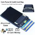 Anti Theft Men Business Aluminum Smart Wallet With Back Pocket Cash Id Card Holder Rfid Blocking Slim Mini Metal Wallet Automatic Pop Up Credit Card Coin Purse. 