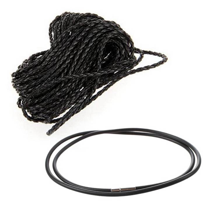 9M Black Braided Leather Necklace Cord String DIY 3mm HOT with 3mm Black Rubber Cord Necklace  - 24 Inch