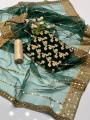 Chiffon Embroidery Shirt self masori Trouser And Indian soft Organza base 9MM work Sequence Dupata 3pc handmade Dress. 