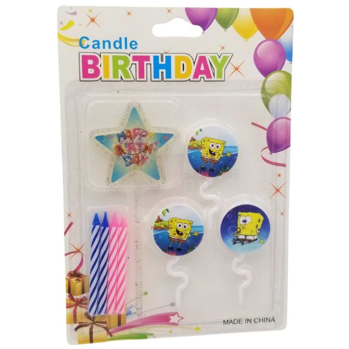 SPONGEBOB SQUAREPANT CANDLE FOR CAKE DECORATION - SPONGEBOB SQUAREPANTS THEME CANDLE SET