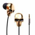 Unique Design 3.5mm In ear earphone High Performance Metal Gold Skull In-ear Headphones - intl. 