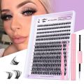 Natural Look DIY Lash Extension Kit 280 Pcs Self Application DIY at Home Wispy Individual Lashes Kit 8-12mm with Lash Bond and Seal, Lash Applicator, and Lash Brush for Beginners. 