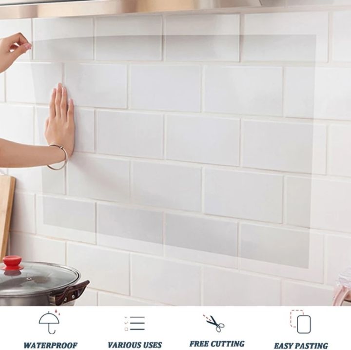 Kitchen Cabinets Waterproof Oil Proof Fireproof Paper Stickers Stove Pasted Resistant Self-Adhesive Moisture-Proof Moldy Wallpaper Wall Protector Film Decoration