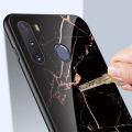 Case for Samsung Galaxy A21 Tempered Glass Protective Layer on the Back and TPU Bumper Anti+shock Shock Absorption Protective Cover. 