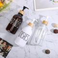 Kitchen Home With Case Pump Refillable Dispenser Bottle Bamboo Soap Hand. 