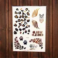 Leopard Print Tattoo Gold Metallic Wing Design Temporary Tattoo Sticker Women Body Art Waterproof Tatoo Decals AYS-125. 