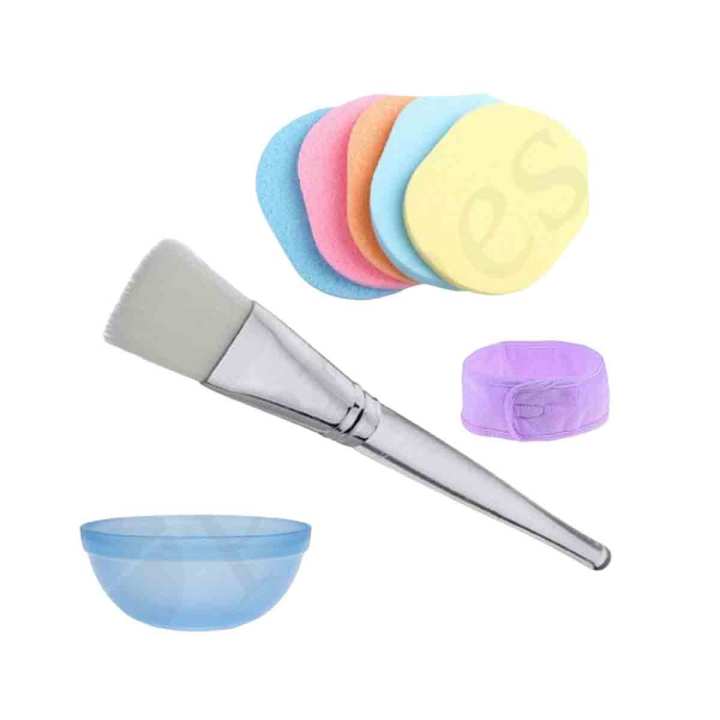 4 Pack-Sponge Puff 1, Facial Hair Patti 1, Facial Bowl 1, Facial Mixing Brush 1 - Facial Face Wash Cleansing Sponge Puff Pad Makeup Remover Puff Facial kit