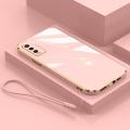 For Vivo Y20 2021 Cover with Wrist Strap Fashion Shiny Plating Square Bumper Girls Phone Case Soft TPU Silicone Shockproof Protective Back Cover. 