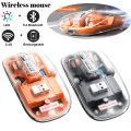 Three modes Magnetic Mute Mouse Wireless Transparent Rechargeable or dry battery Mouse - Transparent Magnetic Mouse Triple Mode 2.4G Bluetooth Wireless Rechargeable - Transparent Gaming Mouse with RGB Rechargeable for PC Gamer Laptop Notebook Tablet. 