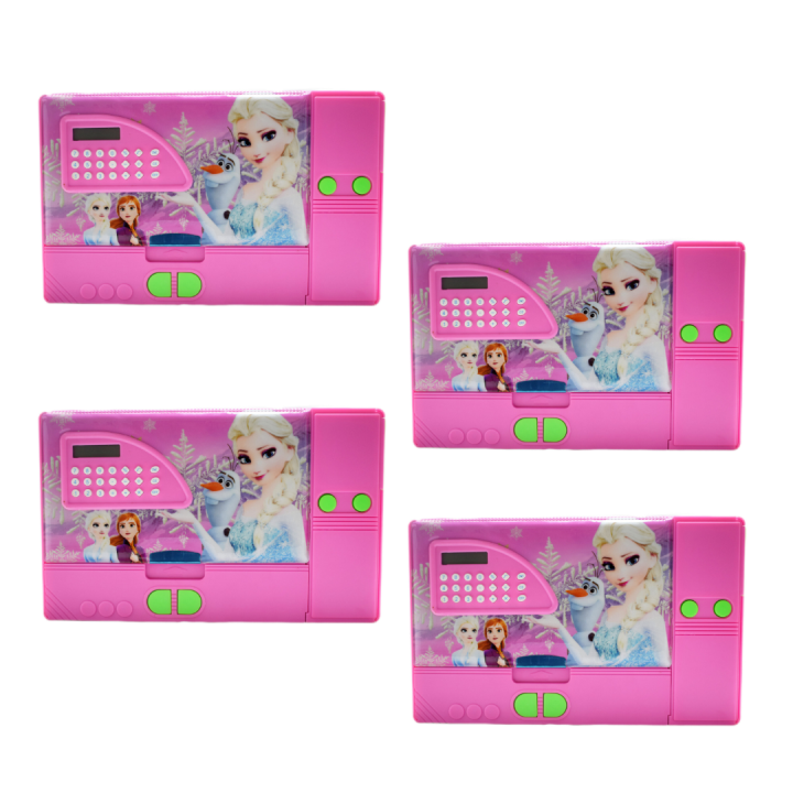 Jumbo Geometry Pencil Box Pack of 4 | Kids geometry box Pack of 4 | frozen geometry box with calculator | calculator geometry box | Girls geometry box