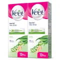 Veet Body Wax Strips Dry 12 Pieces - Pack of 2. 