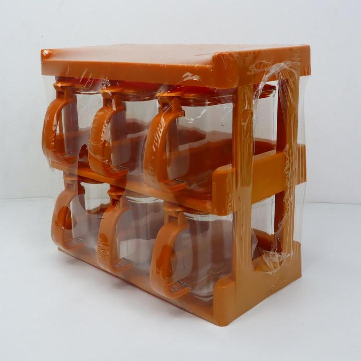 6 / 8 Pcs Galaxy Masala Jar kitchen rack Masala Box Spice Rack box with Automatic Lid Cooking kitchen accessories Golden