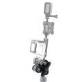 Ball Clamp 3 Holes Diving Lights Arm Ball Butterfly Clip Mount Bracket for Action Camera Flashlight Tripod,Black. 