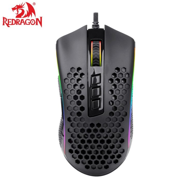 Redragon M808 Storm Lightweight RGB Gaming Mouse 85g Honeycomb Shell 12,400 DPI 7 Programmable Buttons
