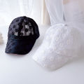 Small fresh Korean temperament children's hat girl embroidered lace flower cap, baseball cap, mesh visor. 