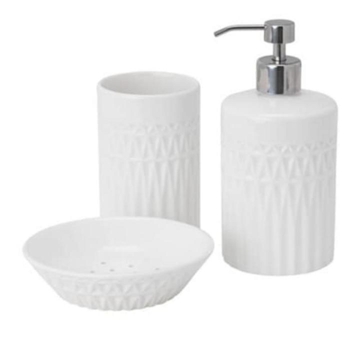 IKEA GAVIKEN 3-piece Bathroom Sets (Soap Dispenser, Toothbrush Holder & Soap Dish) (White