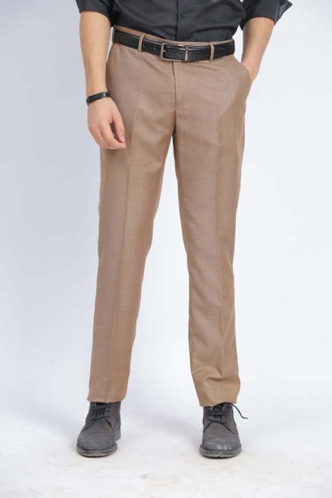 FOCUS | TEXTURED LIGHT BROWN DRESS PANT FOR MEN