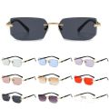 Rectangle Rimless Gradient Sunglasses Women Men Small Shades Fashion Frameless Sun Glasses for Male Retro Eyewear. 