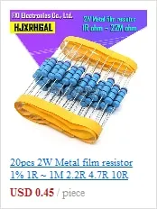 20-Pack 1W Metal Film Resistors 10 Ohm 1% Tolerance - Through Hole Electronic Components