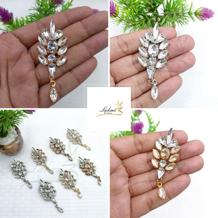 Big Size Fancy Mattel Button With Stone, Golden, Silver Champing and ...