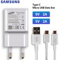 SAMSUNG Original 5V/2A 9V/2A Phone Charger For Samsung Galaxy S8 S9Plus Note 9 8 A50 A7 S5Mini S4 S6 S7 Type-C Micro USB Cable. 