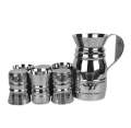 Stainless Steel 7 Pieces Water Jug Set 6 Glass With 1 Jug Neat & Durable Made Stainless Steel Set-Basic Kitchen Accessories. 