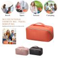 Multifunctional Portable Large Capacity Travel Cosmetic Bag with Handle Makeup Organizer Bag Storage Makeup Bag Waterproof PU Leather Travel Toiletry Bag for Women. 