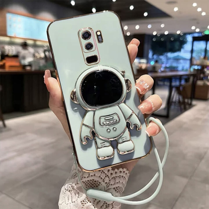 COROGI%20for%20Samsung%20Galaxy%20S9%20Plus%20Back%20Cover%20with%20Lanyard%20Cartoon%20Astronaut%20Folding%20Stand%20Luxury%206D%20Plating%20Square%20Frame%20Shiny%20Case%20Camera%20Lens%20Protection%20Soft%20Silicone%20Mobile%20Phone%20Cases%20-%20Image%203