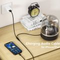 Aux Cable for iPhoneto Car, 2-in-1 Charging Audio Cable for iPad, 3.5mm AUX Cable Adapter Black. 