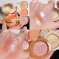 XQM Three-Color Eyeshadow Palette Pearlescent Matte Fine Glitter Big Sequin Eyeshadow Waterproof, Three-layer Blush Highlighter And Contour. 