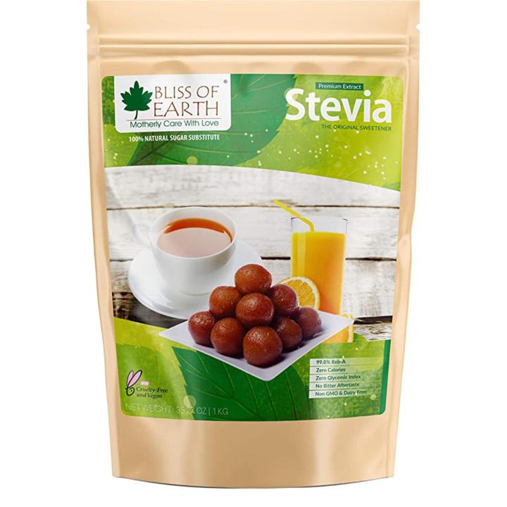 Bliss of Earth 99.8% REB-A Purity Stevia Powder 1kg Pack Sugar Free For Diabetes & Keto Diet, Zero Calorie Sweetener