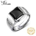 925 sterling silver ring men black zircon adjustable wedding ring fashion jewellery/Perhiasan fesyen cincin zirkon hitam lelaki. 