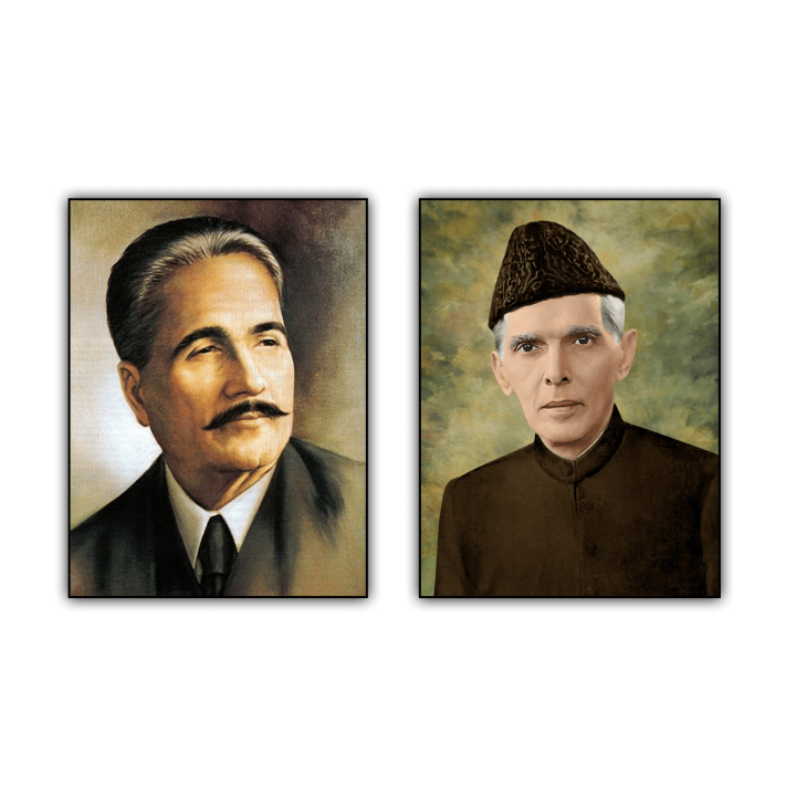 Quaid E Azam & Allama Iqbal High Quality Crystal Frame | Best for Office Walls | Better than Glass Frame ( Independence Day Special )